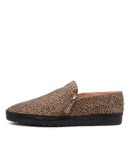 ASHLI DFL TAN MINI LEOPARD BLACK SUEDE LEATHER