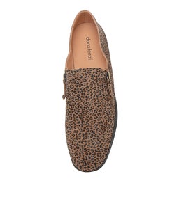 ASHLI DFL TAN MINI LEOPARD BLACK SUEDE LEATHER