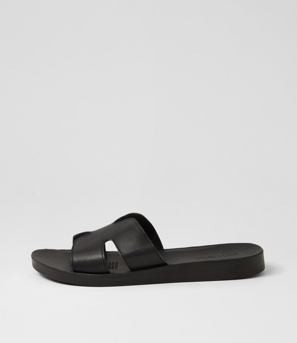 Nokker Black Leather Slides