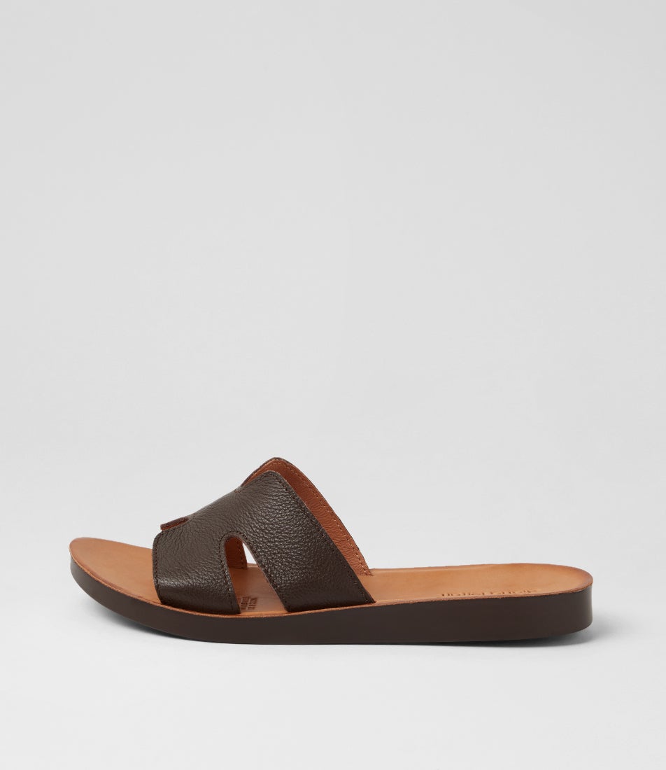 Nokker Mocca Leather Slides