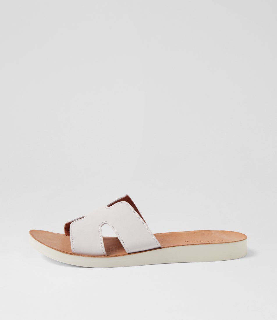 Nokker White Leather Slides Nokker White Leather Slides