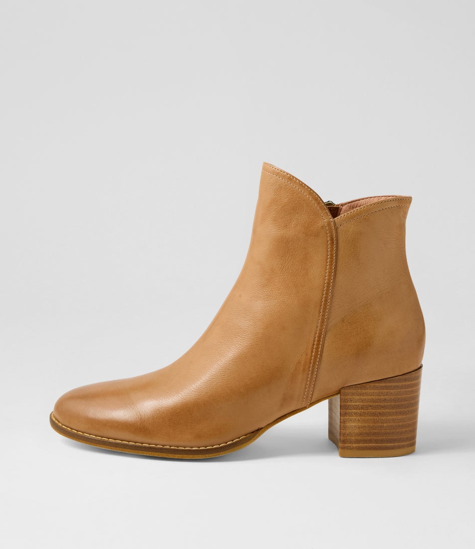 Mocker Tan Leather Ankle Boots