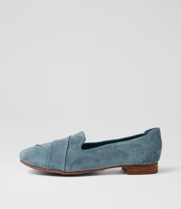 Tilony Steel Blue Suede Flat Shoes Tilony Steel Blue Suede Flat Shoes