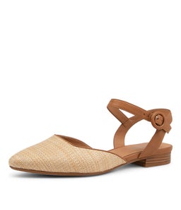 DRIAS DF NATURAL DK TAN WOVEN LEATHER