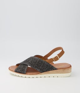PLAYFUL DF BLACK TAN WOVEN LEATHER