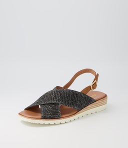 PLAYFUL DF BLACK TAN WOVEN LEATHER