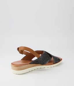 PLAYFUL DF BLACK TAN WOVEN LEATHER
