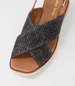 PLAYFUL DF BLACK TAN WOVEN LEATHER