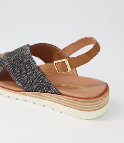 PLAYFUL DF BLACK TAN WOVEN LEATHER