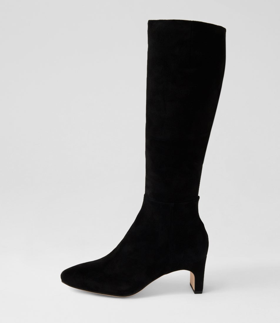 Swan Black Suede Knee High Boots Swan Black Suede Knee High Boots