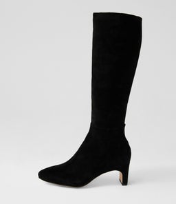 Swan Black Suede Knee High Boots Swan Black Suede Knee High Boots