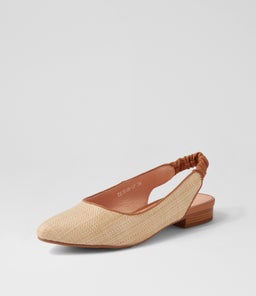 DIORAH DF NATURAL DK TAN WOVEN LEATHER