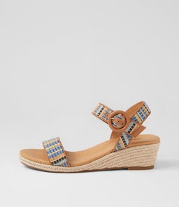 HULEP DF BLUE MULTI STRIPE WOVEN LEATHER