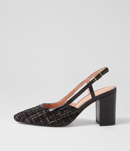 SHADIE DF BLACK TWEED BLACK FABRIC PATENT
