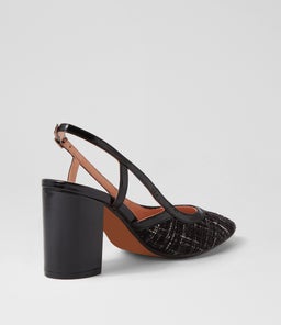 SHADIE DF BLACK TWEED BLACK FABRIC PATENT