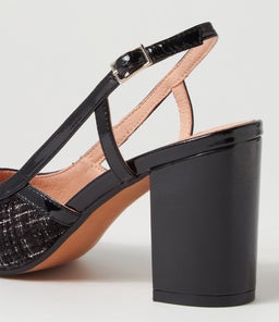 SHADIE DF BLACK TWEED BLACK FABRIC PATENT