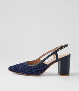 SHADIE DF BLUE TWEED NAVY FABRIC LEATHER