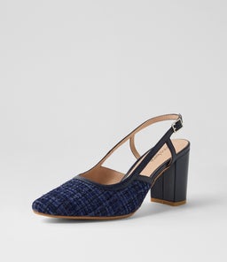 SHADIE DF BLUE TWEED NAVY FABRIC LEATHER