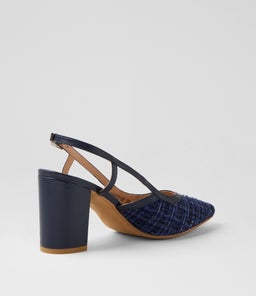 SHADIE DF BLUE TWEED NAVY FABRIC LEATHER