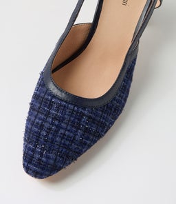 SHADIE DF BLUE TWEED NAVY FABRIC LEATHER