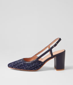 SHADIE DF NAVY TWEED NAVY FABRIC LEATHER
