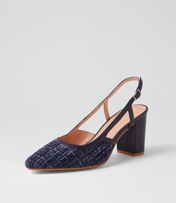 SHADIE DF NAVY TWEED NAVY FABRIC LEATHER