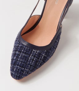 SHADIE DF NAVY TWEED NAVY FABRIC LEATHER