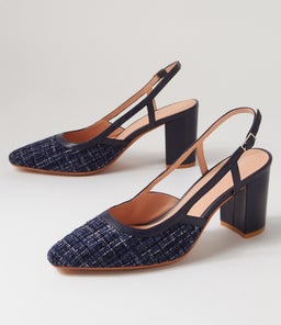 SHADIE DF NAVY TWEED NAVY FABRIC LEATHER