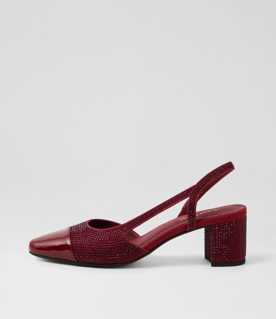 Luxury Bordeaux Patent Jewels Heels Luxury Bordeaux Patent Jewels Heels