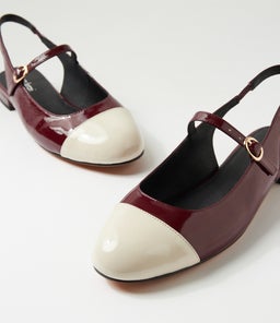 CLEMEN DF CREAM BURGUNDY PATENT LEATHER