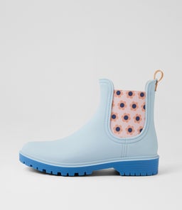 Laurina2 Powder Blue Floral Gumboot Ankle Boots Laurina2 Powder Blue Floral Gumboot Ankle Boots