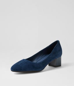 OLEDIA DF NAVY GLOSS HEEL SUEDE