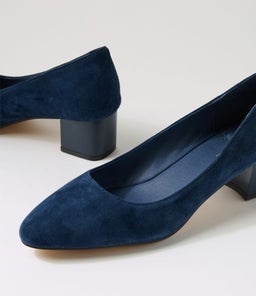 OLEDIA DF NAVY GLOSS HEEL SUEDE