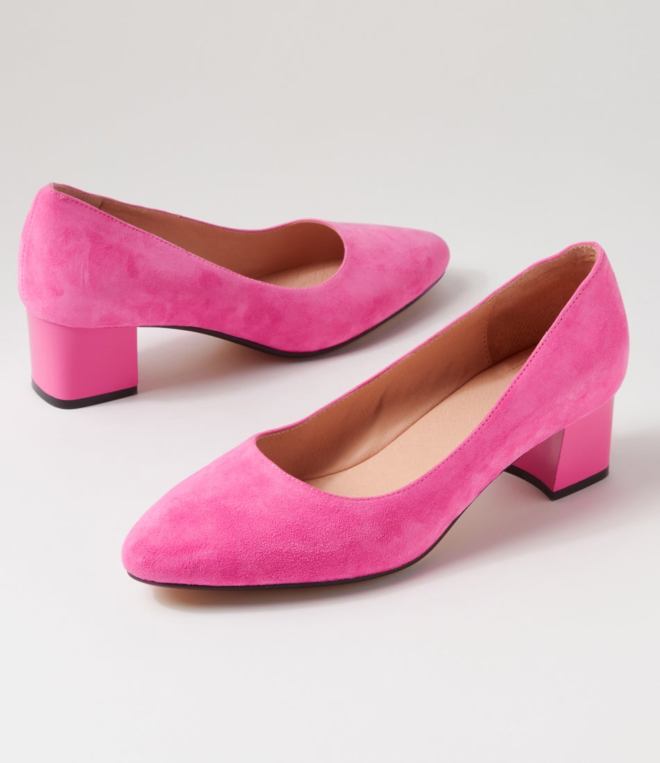 Pink Df OLEDIA DF BRIGHT PINK GLOSS HEEL SUEDE