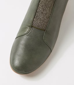 RALL DF DK OLIVE GLITTER LEATHER ELASTIC