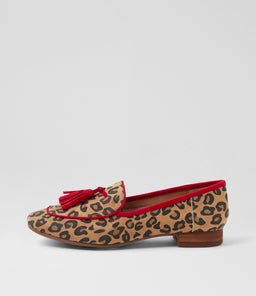 TADA DF CAMEL LEOPARD RED SUEDE