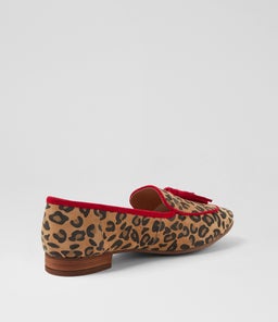 TADA DF CAMEL LEOPARD RED SUEDE