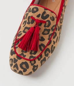 TADA DF CAMEL LEOPARD RED SUEDE