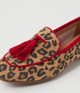 TADA DF CAMEL LEOPARD RED SUEDE