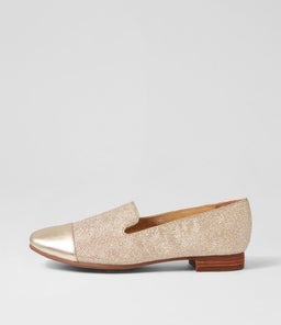 TOTHER DF PALE GOLD LEATHER FABRIC