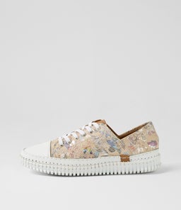 JOSSEY DF TAUPE FLORAL LEATHER