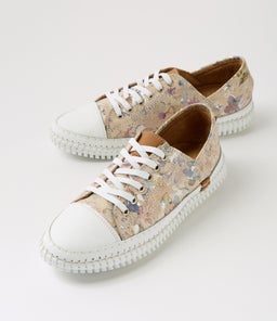 JOSSEY DF TAUPE FLORAL LEATHER