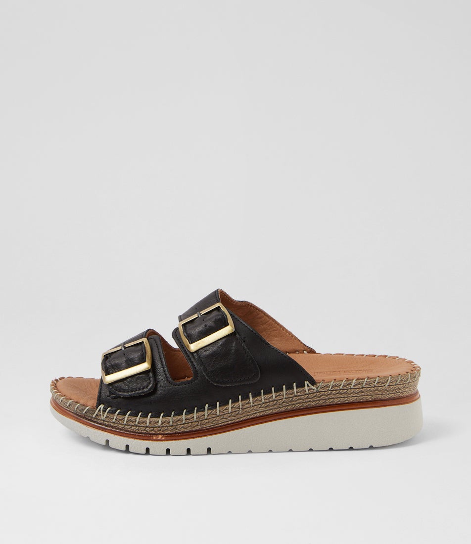 Isree Black Leather Sandals Isree Black Leather Sandals