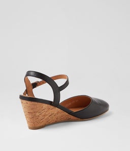 LEISAL DF BLACK CORK HEEL LEATHER