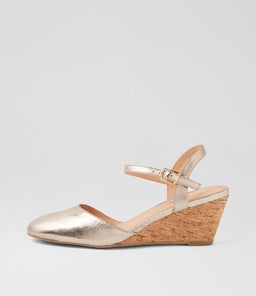 LEISAL DF CHAMPAGNE CORK HEEL LEATHER