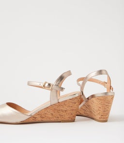 LEISAL DF CHAMPAGNE CORK HEEL LEATHER
