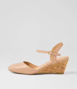 LEISAL DF DK NUDE CORK HEEL LEATHER