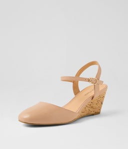 LEISAL DF DK NUDE CORK HEEL LEATHER