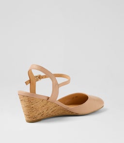 LEISAL DF DK NUDE CORK HEEL LEATHER