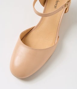 LEISAL DF DK NUDE CORK HEEL LEATHER